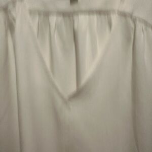 LOFT Cream Blouse with Pleated Neckline